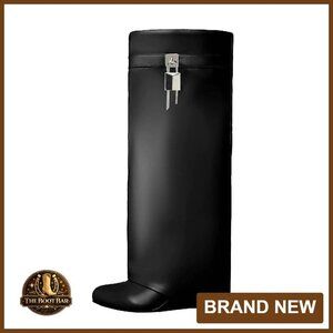 Fold Over Knee High Boots Wide Calf Wedge Heel 3.5" Shaft 15" PU Leather